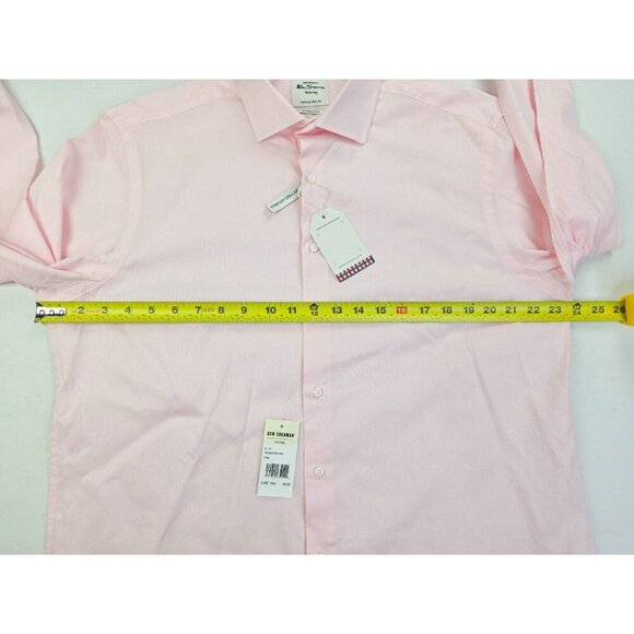 Ben Sherman 16.5 34-35 Tailored Slim Stretch Spread Collar Pink Cotton Shirt NWT - Picture 3 of 11